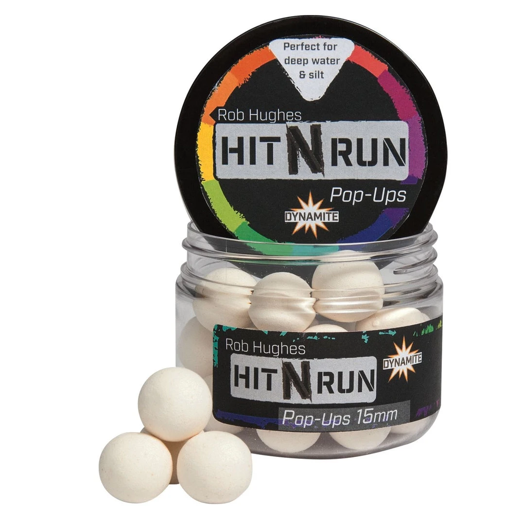 Dynamite Baits Hit N Run Pop Up Bright White 15mm 3 Dynamite Baits Hit N Run Pop Up Bright White 15mm